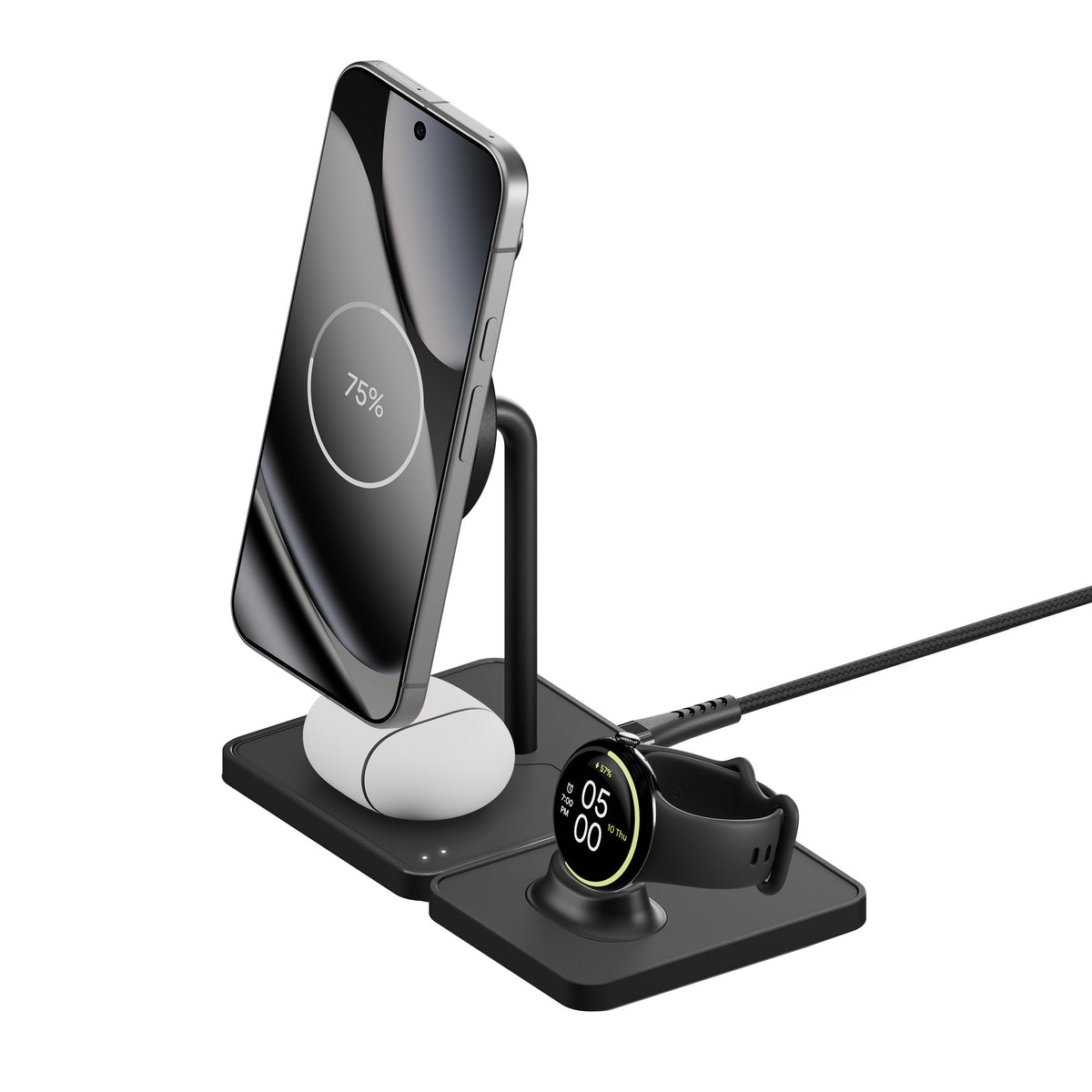 Wireless Charging Stand and Pixel Watch Charger - Matte Black