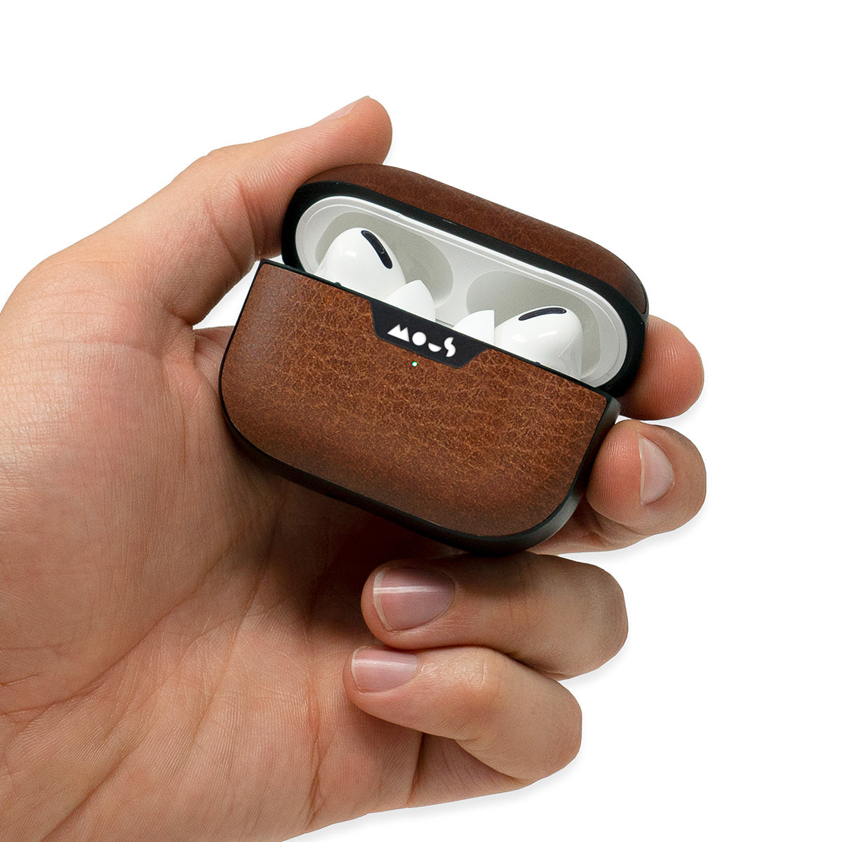 hover-image, Protective AirPods Pro Case Wireless Charging High-Quality Keychain Brown Leather | Gen 1 & 2 (2019-2022)